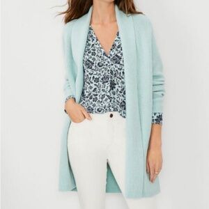 NWT Ann Taylor Shawl Collar Open Front Cardigan in Mint Green size Small Petite